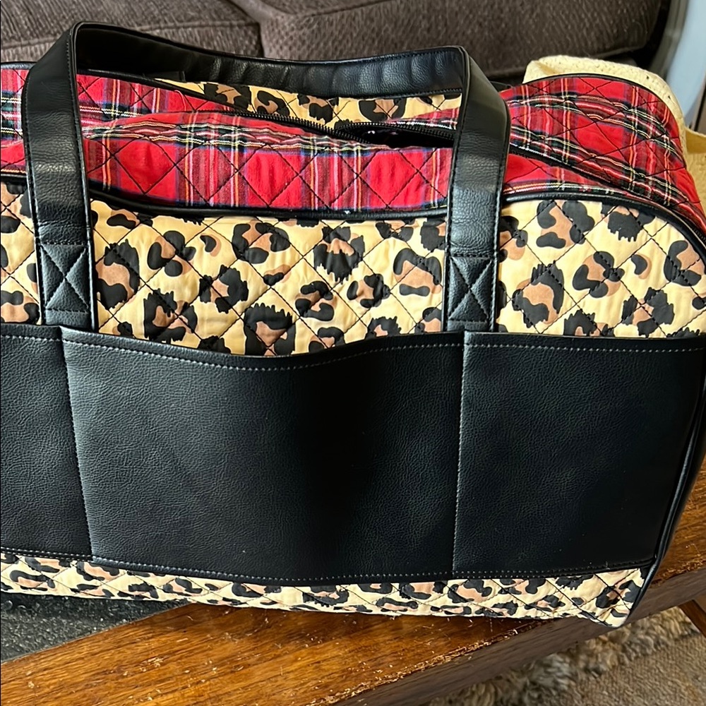 Betsy Johnson Quilted Leopard Carry on Tote with Gold Accent - Picture 7 of 13